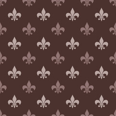 fleur-de-lis seamless pattern.Black white template. Floral texture. Elegant decoration, royal lily retro background. Design vintage for card, wallpaper, wrapping, textile.