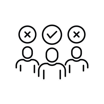 thin line choosing talent candidate for best job. concept of chosen one for office work and ceo company or manager. linear flat stroke workforce logotype graphic design web element isolated on white