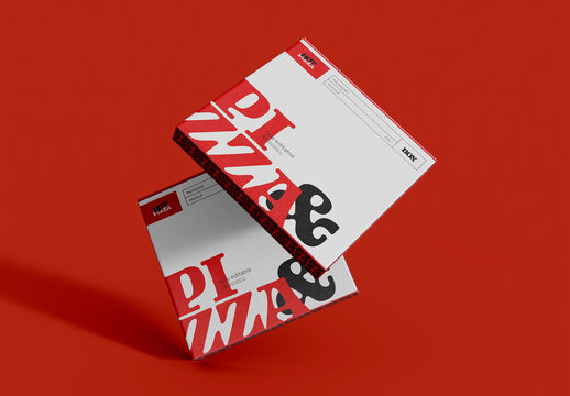 Two Pizza Box Floating Mockup