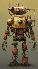 Portrait of a steam punk style robot isolated on bright background, concept of AI and futuristic.