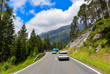 Die Fernpassstraße (B 179) zwischen Nassereith und Fernpass, Tirol (Österreich)