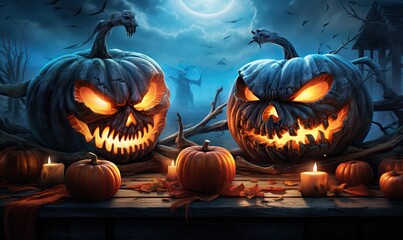Halloween Jack-o-Lantern Pumpkins wallpaper concept, samahin night, celebration spooky