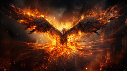 a burning phoenix - obrazy, fototapety, plakaty