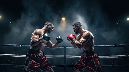 two men boxing cinematic light, fight your fears and opponent, world competition boxing