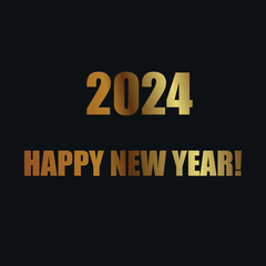2024 New Year gold numbers black background. Happy new year 2024 celebration template. New Year banners, posters, newsletters. 2024 Lunar New Year