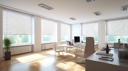 Naklejka na ściany i meble Interior of modern office, empty office building.Open ceiling design. Work space concept