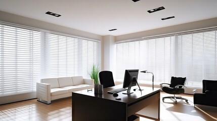 Interior of modern office, empty office building.Open ceiling design. Work space concept