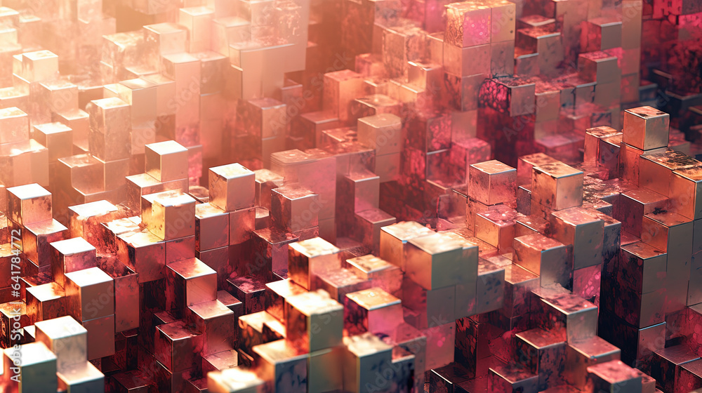 Poster Abstract background with structure of cubes. Colorful cubes texture for technology backdrop.