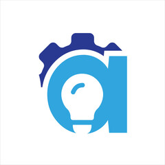 Creative a letter logo design vector. Tech, setting, light, bulb