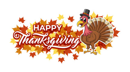 Pilgrim Turkey Thanksgiving bird animal cartoon character wearing a pilgrims hat and giving a thumbs up

