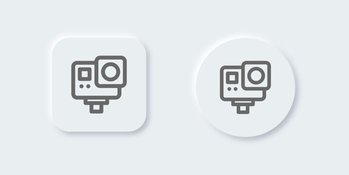 Action cam line icon in neomorphic design style. Sport camera signs vector illustration.