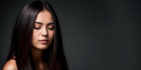 Fototapeta premium A young woman with beautiful hair, generative AI