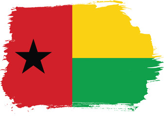 Hand-drawn brush stroke flag of GUINEA BISSAU country flag vector illustration