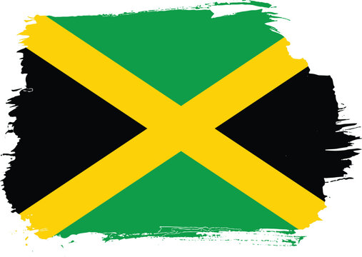 Hand-drawn brush stroke flag of JAMAICA country flag vector illustration