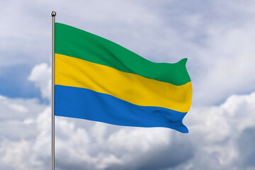 Gabon flag on sky background. 3D illustration