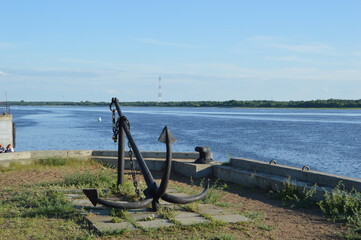 Russia, Nizhny Novgorod region, Gorodets, Volga River, anchor on the embankment