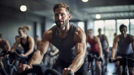 Fototapeta na wymiar Portrait of athletic man in a gym