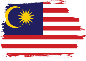 Hand-drawn brush stroke flag of MALAYSIA country flag vector illustration