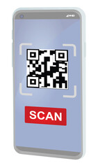 QR code scanning on mobile phone. vector