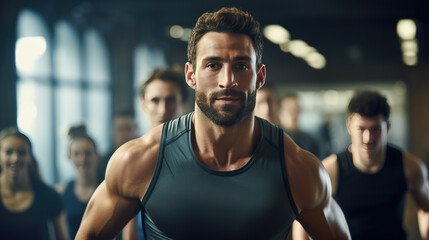 Fototapeta premium Portrait of athletic man in a gym