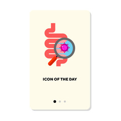 Microorganism and microbe flat icon. Magnifying glass, immunity, disease isolated vector sign. Medicine and hygiene. Vector illustration symbol elements for web design