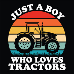 Just a boy who loves tractors