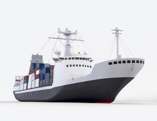 Naklejka premium Technical drawing of cargo ship loaded with containers isolated on white background