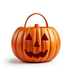 Pumpkin Trick or Treat toy candy basket for Halloween on isolated white background, Halloween October 31st celebration illustration