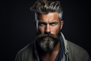 Generative ai collage photo of model man pop star with perfect hairstyle using new modern gel