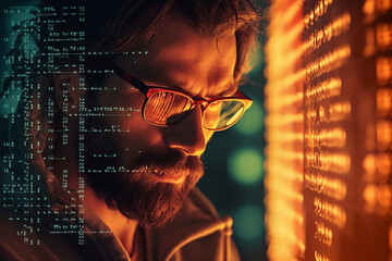 Generative ai collage picture image of professional it specialist programming online computer system