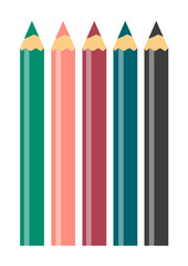 A set of colored pencils. Tool for drawing, study and creativity. School tools. Flat vector illustration isolated on white background
