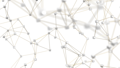 Multi color connected lines and dots network 3d illustration