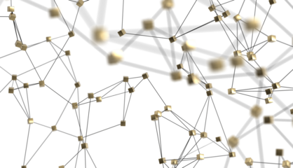 Multi color connected lines and dots network 3d illustration