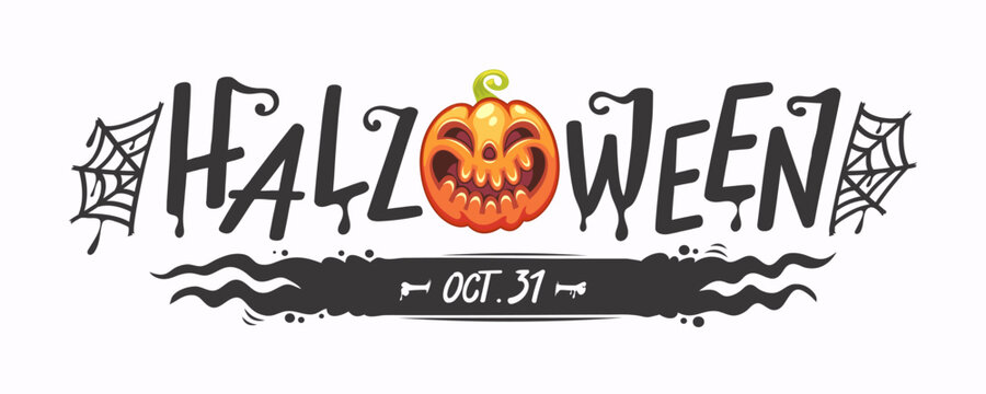 Halloween Lettering with Web and Pumpkin