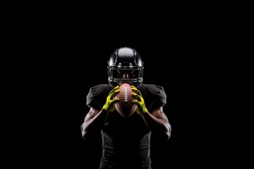 Isolated American Football Athlete with Vivid Lighting: Concept for Male Strength, Dramatic Sports, and Fitness Power - Generative AI