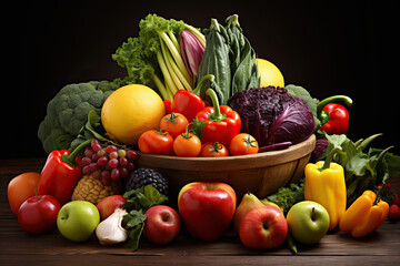 Vibrant Freshness: Assortment of Fruits and Vegetables