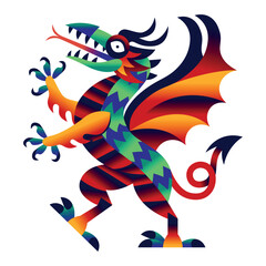 Vector Colorful Dragon Alebrije Monster Illustration Isolated