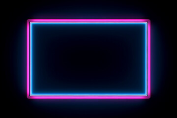 Generative ai collage image picture of neon rectangle box with neon lights for advertising