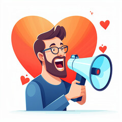 man with megaphone, this design was generated with artificial intelligence