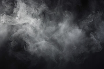 Generative ai picture image collage of grey smoke over black dark background - Powered by Adobe