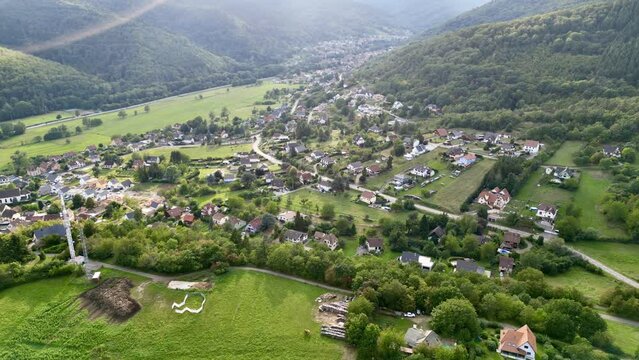 Aerial 4K Drone Tour: Lautenbach - A Picturesque Village in Haut-Rhin, Alsace | Green Forests, Rural Beauty & Florival Valley Views