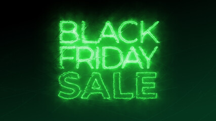 Black Friday Sale Typography with Green Glow and Cracked Glas Design Concept and Copy Space