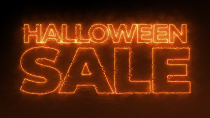 Halloween Sale Typography with Orange Glow and Cracked Glas Design Concept and Copy Space