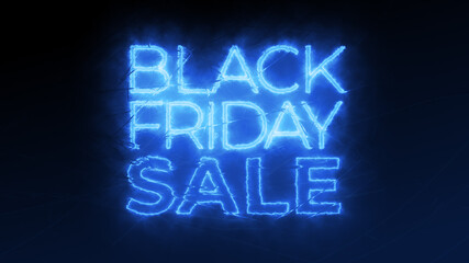 Black Friday Sale Typography with Blue Glow and Cracked Glas Design Concept and Copy Space