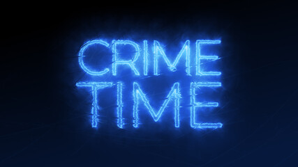 Crime Time Typography with Blue Glow and Cracked Glas Design Concept and Copy Space