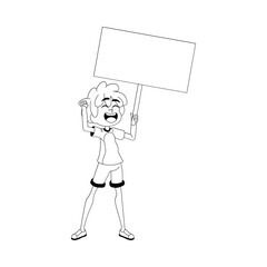 Character Marches For LGBTQ With Sign In Isolated Cartoon vector