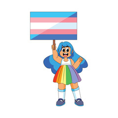 Character Marches For LGBTQ With Sign In Isolated Cartoon vector