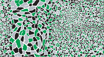 Black green gray leopard and giraffe skin background - 641797385