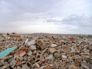 Destruction caused by the 2023 Turkey-Syria Earthquake in Gaziantep's Old Town - Landscape Shot 1