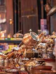 Metal crafts for sale at Gaziantep Bazaar, Turkey - Portrait shot 2